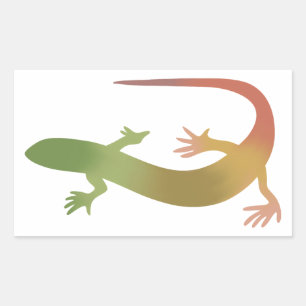 Adesivo Retangular Vinheta de Gradação de Gecko Laranja e Verde