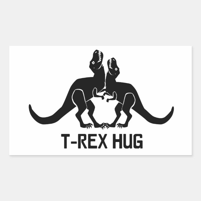Adesivo Retangular Vinheta de Hug T-Rex (Frente)