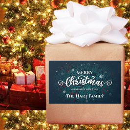 Adesivo Retangular Vinheta de Natal Boughes e Berries