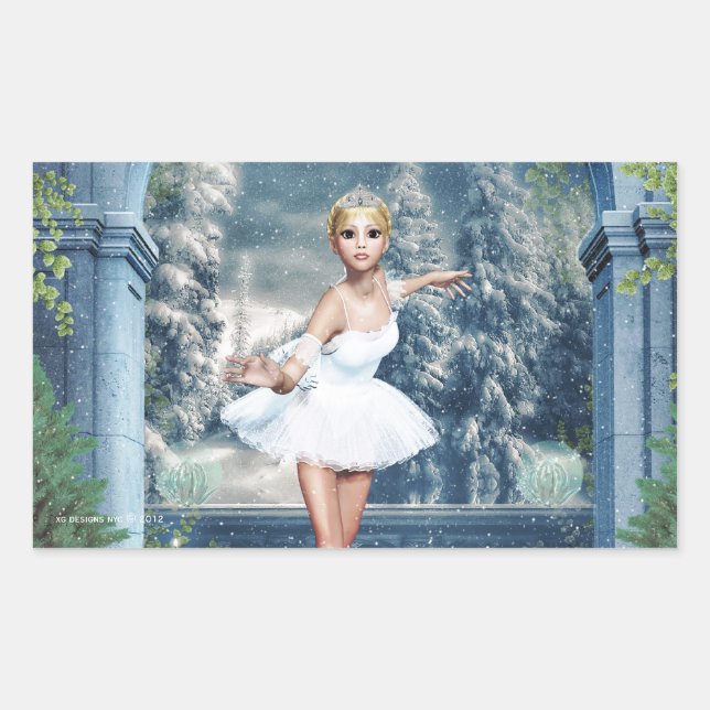 Adesivo Retangular Vinheta de Natal da Princesa Ballerina (Frente)
