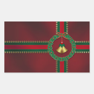 Adesivo Retangular Vinheta de Natal de estrelas e tiras