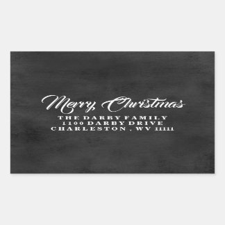 Adesivo Retangular Vinheta de Natal Merry Tradicional Chalkboard