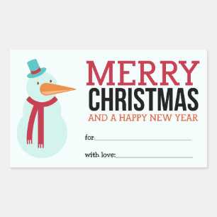 Adesivo Retangular Vinheta de Natal Snowman
