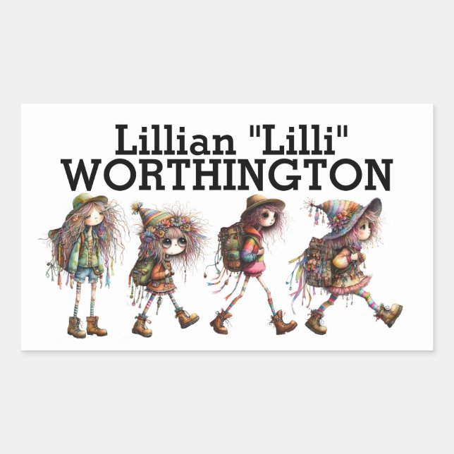 Adesivo Retangular Vinheta DE NOME (Frente)