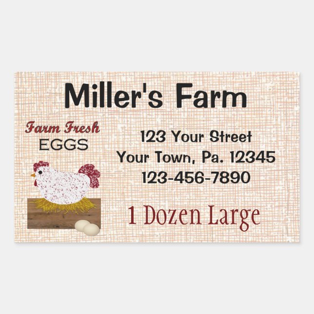 Adesivo Retangular Vinheta de Ovos Personalizados (Frente)