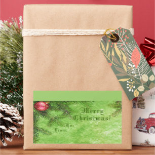 Adesivo Retangular Vinheta de presentes verde feliz no Natal