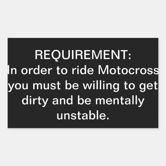 Adesivo Retangular Vinheta de requisitos "Mentally Unstable Motocross (Frente)