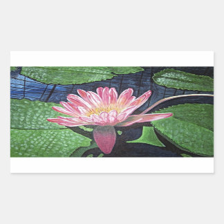 Adesivo Retangular Vinheta de retângulo de pintura com lírio de água 