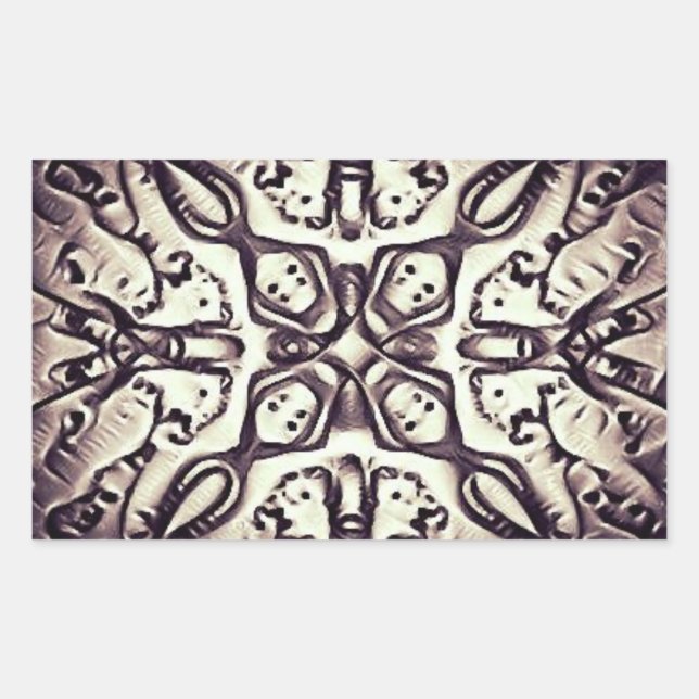 Adesivo Retangular Vinheta de Skulls Trippy (Frente)