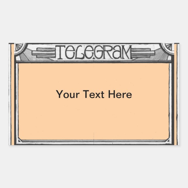 Adesivo Retangular Vinheta de telegrama personalizável Deco Steampunk (Frente)