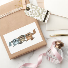 Adesivo Retangular Vinheta de três desenhos bonitos