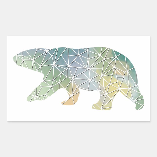 Adesivo Retangular Vinheta de Urso Polar de Papel Mosaico (Frente)
