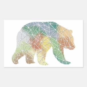 Adesivo Retangular Vinheta do Urso Cinzento Mosaico de Papel