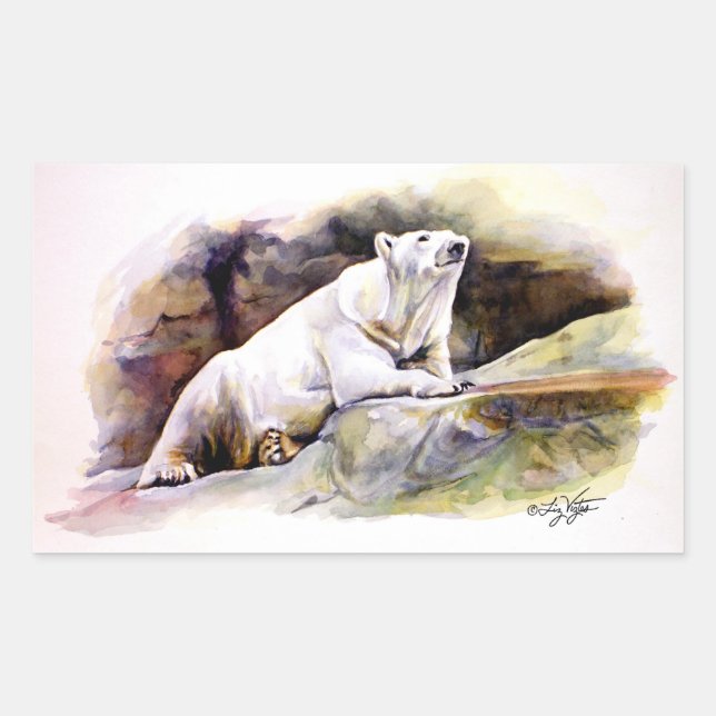 Adesivo Retangular Vinheta do Urso Polar em Descolagem (Frente)