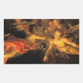 Adesivo Retangular Vinheta dos Anjos da Natividade de Natal