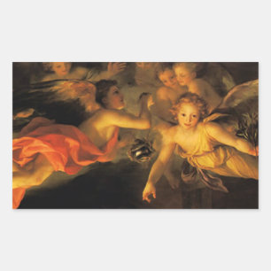 Adesivo Retangular Vinheta dos Anjos da Natividade de Natal