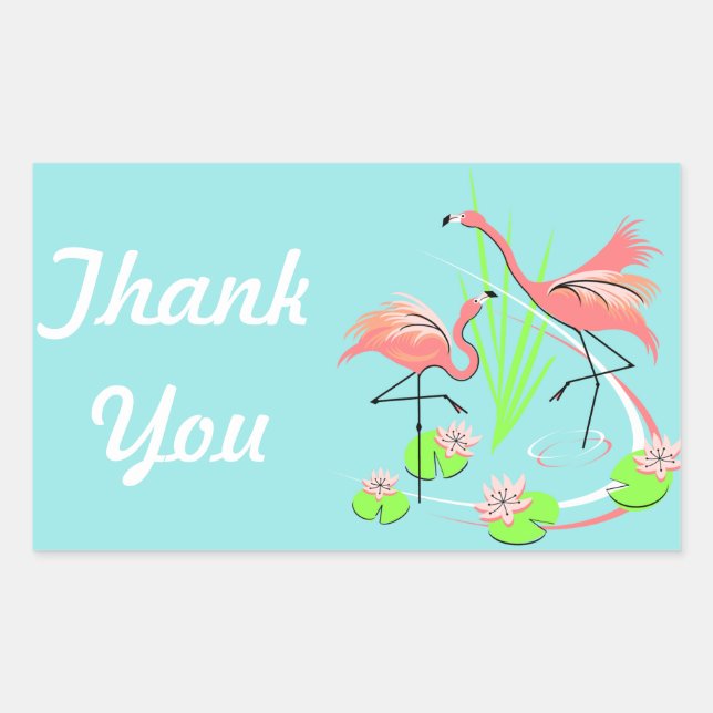 Adesivo Retangular Vinheta Feliz de Aniversário Flamingo Fandango Duo (Frente)
