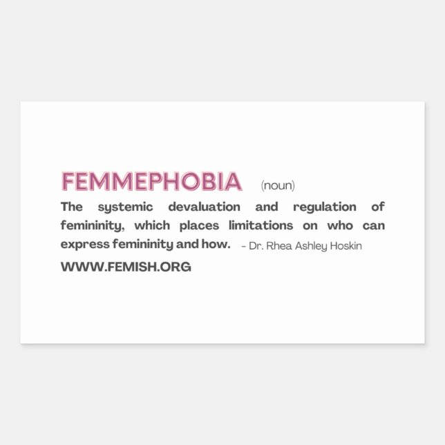 Adesivo Retangular Vinheta FEMMEPHOBIA rosa (Frente)