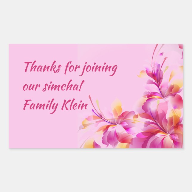 Adesivo Retangular Vinheta Floral Personalizada Para Embalagens De Ho (Frente)