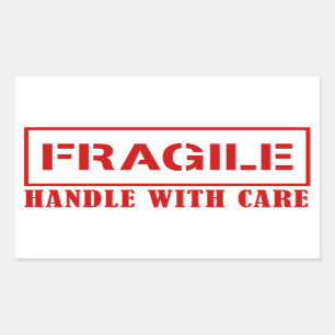 Adesivo Retangular Vinheta frágil - alça com cuidado - Carimbo cardía