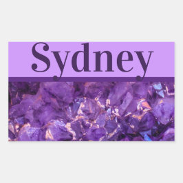 Adesivo Retangular Vinheta Gems Roxo