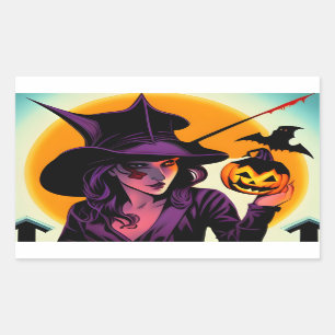 Adesivo Retangular Vinheta Halloween