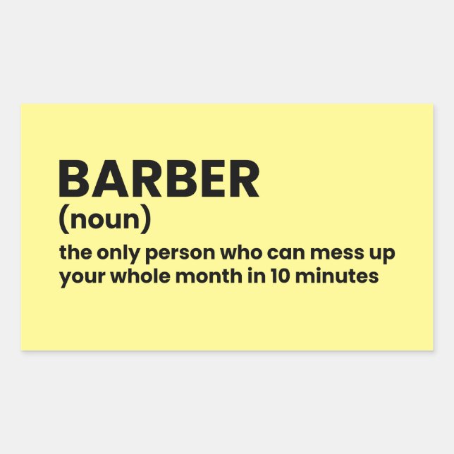 Adesivo Retangular Vinheta Humor de Compro Barber (Frente)