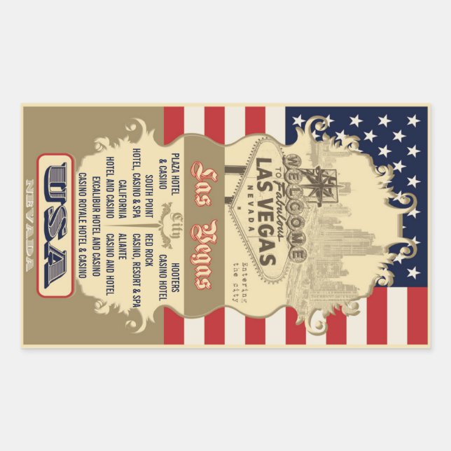 Adesivo Retangular vinheta Las Vegas (Frente)