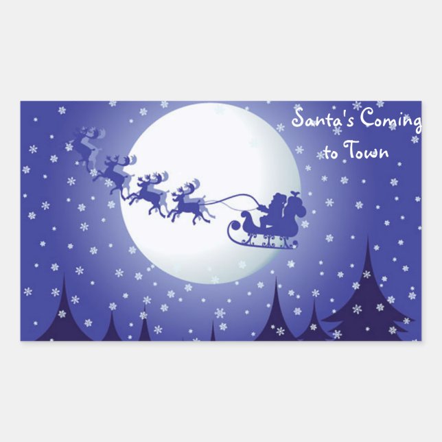 Adesivo Retangular Vinheta/Papais noeis de Natal redondos clássicos a (Frente)