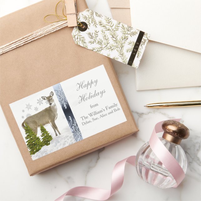 Adesivo Retangular Vinheta Personalizada de Saudação de Feriados Feli (Presentear)