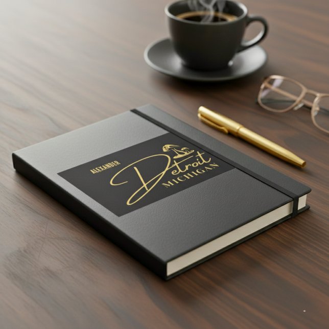 Adesivo Retangular Vinheta personalizável do banheiro do Ouro Detroit (Detroit Golden Mushroom Customizable Sticker)