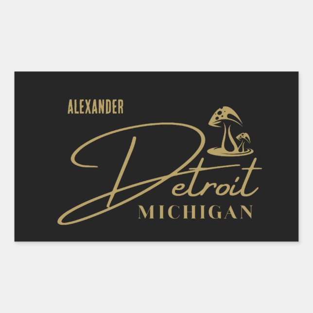 Adesivo Retangular Vinheta personalizável do banheiro do Ouro Detroit (Frente)