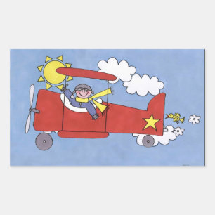 Adesivo Retangular vinheta-piloto de avião