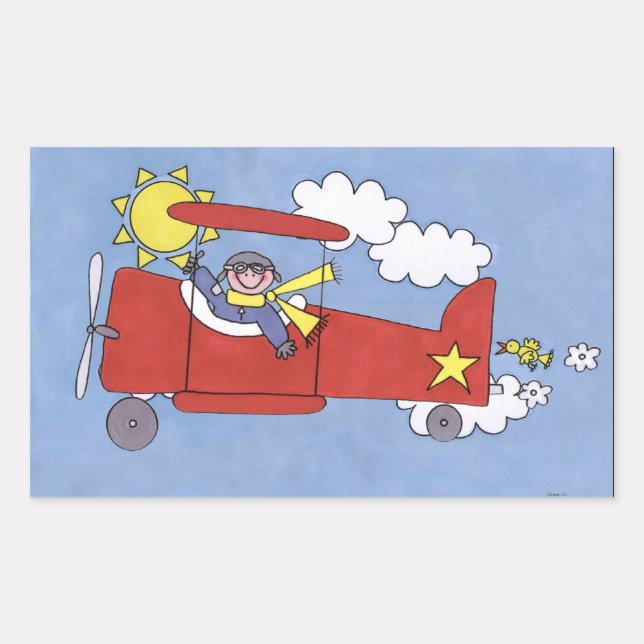 Adesivo Retangular vinheta-piloto de avião (Frente)