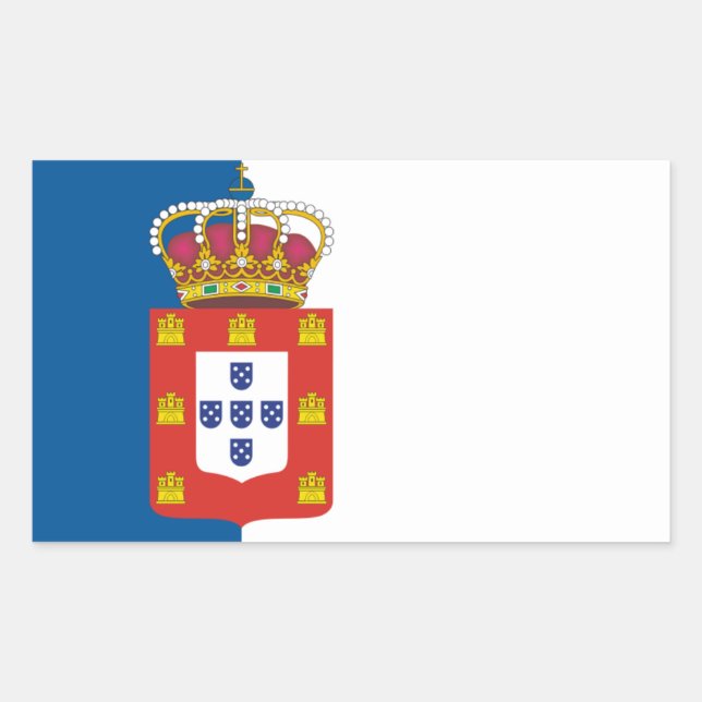 Adesivo Retangular Vinheta Real de Bandeira Portuguesa (Frente)