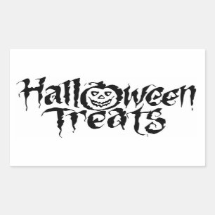 Adesivo Retangular Vinheta redonda clássica Halloween/Tratamentos de