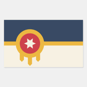 Adesivo Retangular Vinheta retangular com bandeira da cidade de Tulsa