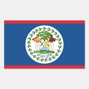 Adesivo Retangular Vinheta retangular com bandeira de Belize