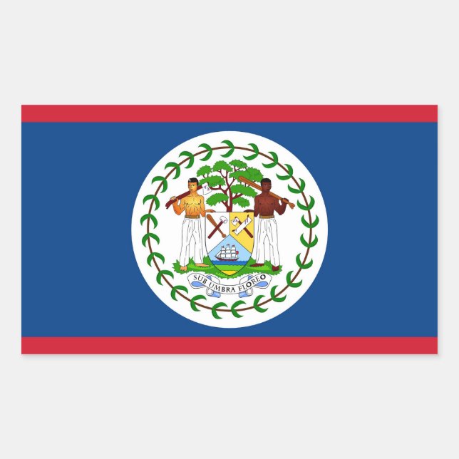 Adesivo Retangular Vinheta retangular com bandeira de Belize (Frente)