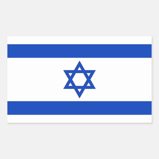 Adesivo Retangular Vinheta retangular com bandeira de Israel (Frente)