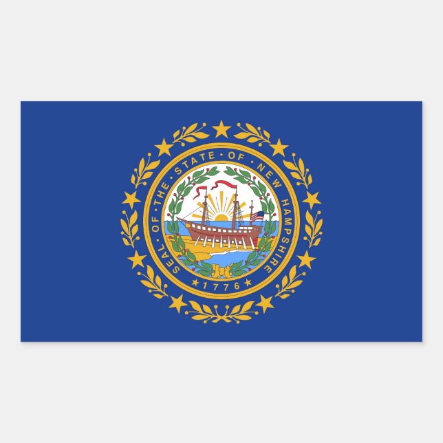 Adesivo Retangular Vinheta retangular com bandeira de New Hampshire (Frente)