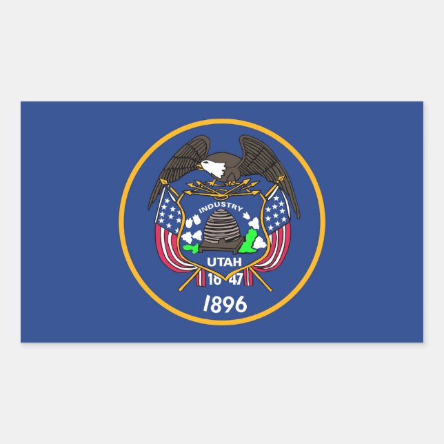 Adesivo Retangular Vinheta retangular com bandeira de Utah (Frente)