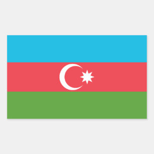 Adesivo Retangular Vinheta retangular com bandeira do Azerbaijão