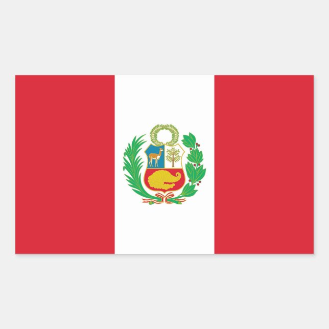 Adesivo Retangular Vinheta retangular com bandeira do Peru (Frente)