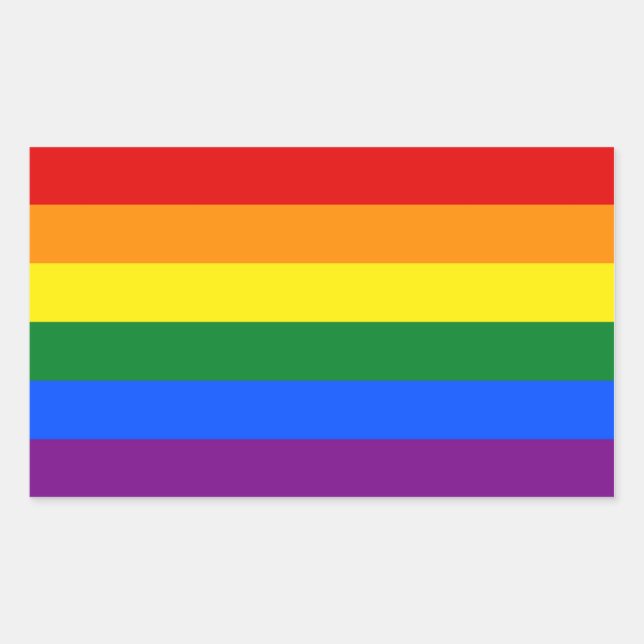 Adesivo Retangular Vinheta retangular com bandeira LGBT (Frente)