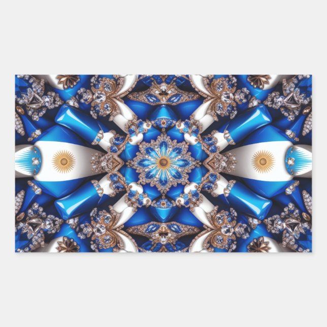 Adesivo Retangular Vinheta retangular com cores argentinas (Frente)