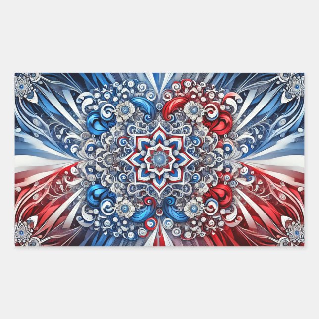 Adesivo Retangular Vinheta retangular com cores francesas (Frente)