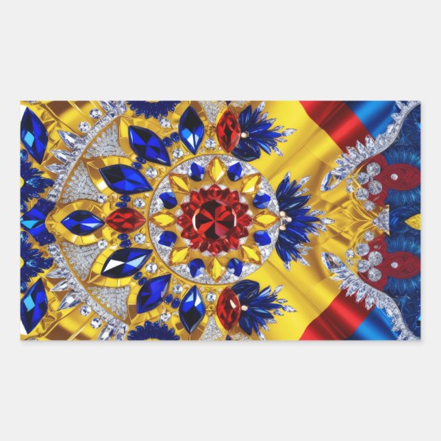 Adesivo Retangular Vinheta retangular com cores romenas (Frente)