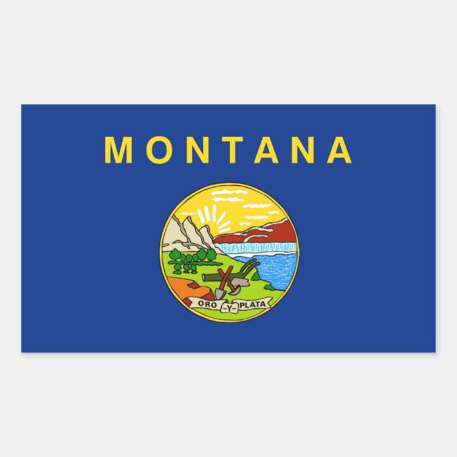 Adesivo Retangular Vinheta retangular com Flag of Montana, EUA (Frente)