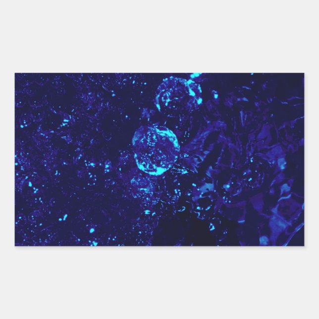 Adesivo Retangular Vinheta Retangular de Bolhas de Azul (Frente)